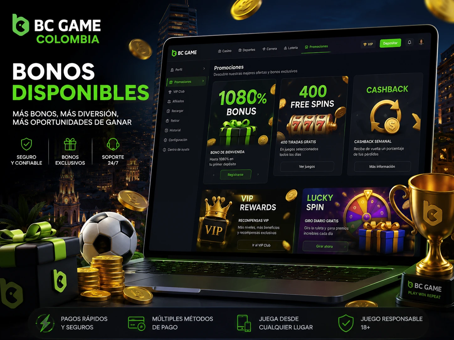 Promociones y códigos activos de BC Game Colombia