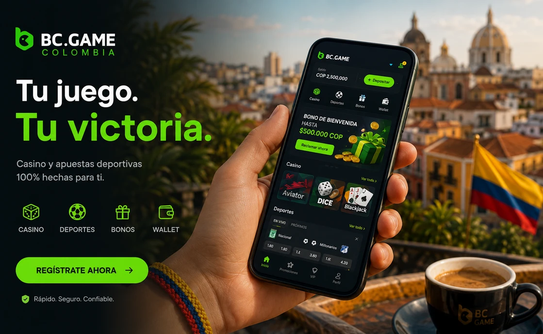 BC Game Colombia app móvil abierta en teléfono durante un viaje